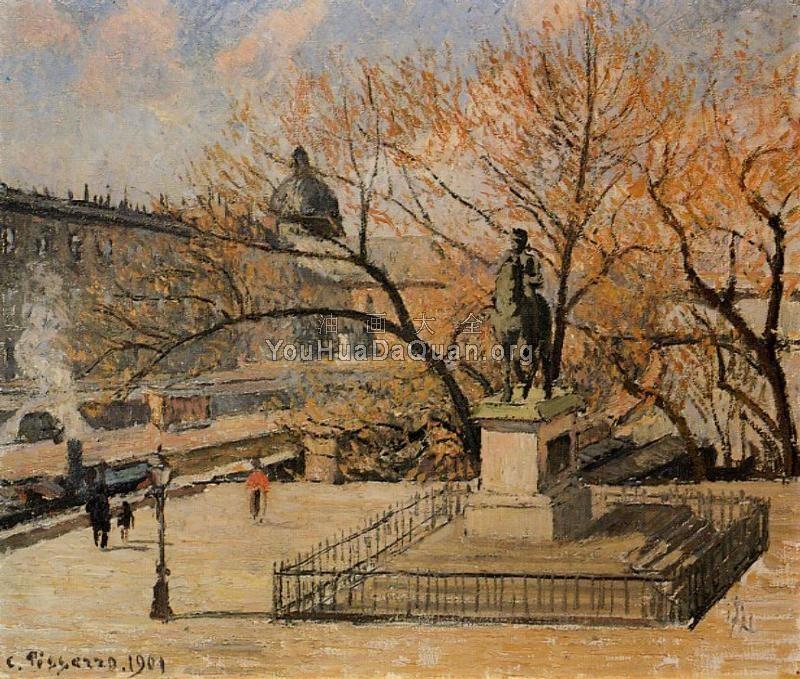 Pont-Neuf, the Statue of Henri IV, Morning, Sun - 卡米耶·毕沙罗